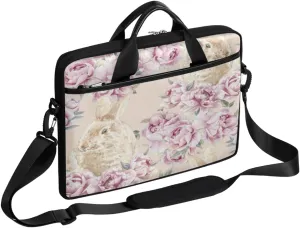 Flower Rabbit Laptop Bag for Men Women 13-15 Inch Case Bags Sleeve Shoulder with Anti Slip Removable The Pad Straps(15x1x11inches)