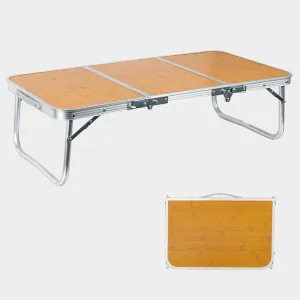 Folding Camping Table, 3 Fold Portable Picnic Table with Aluminum Frame and Handle, Lightweight Beach Table for Backpacking BBQ Travel
