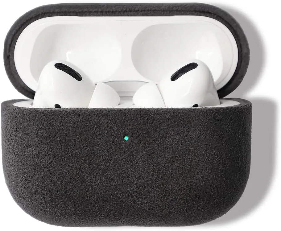 for Alcantara Suede Case for AirPods Pro 2, Handmade Full-Wrap for Airpods Pro 2 Case,Synthetic Suede Cover (Black)