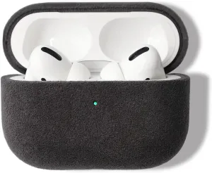 for Alcantara Suede Case for AirPods Pro 2, Handmade Full-Wrap for Airpods Pro 2 Case,Synthetic Suede Cover (Black)