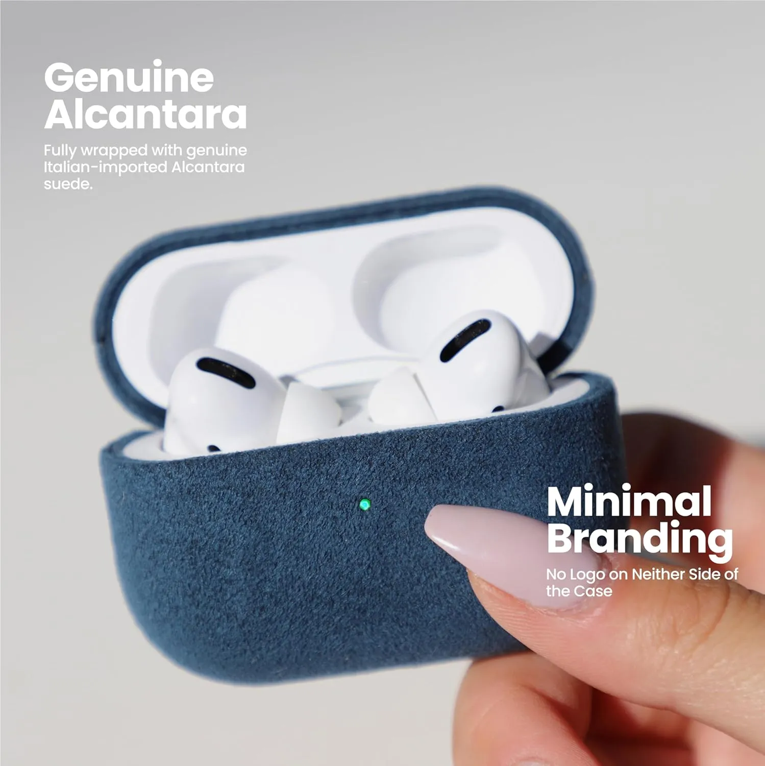 for Alcantara Suede Case for AirPods Pro 2, Handmade Full-Wrap for Airpods Pro 2 Case,Synthetic Suede Cover (Black)