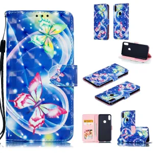For ASUS ZENFONE MAX Pro M1/ZB601KL/ZB602KL 3D Coloured Painted PU Magnetic Clasp Phone Case with Card Slots Bracket Lanyard Love butterfly