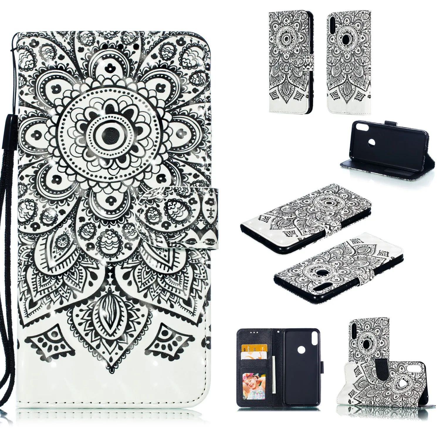 For ASUS ZENFONE MAX Pro M1/ZB601KL/ZB602KL 3D Coloured Painted PU Magnetic Clasp Phone Case with Card Slots Bracket Lanyard Love butterfly