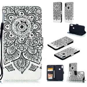 For ASUS ZENFONE MAX Pro M1/ZB601KL/ZB602KL 3D Coloured Painted PU Magnetic Clasp Phone Case with Card Slots Bracket Lanyard Mandala