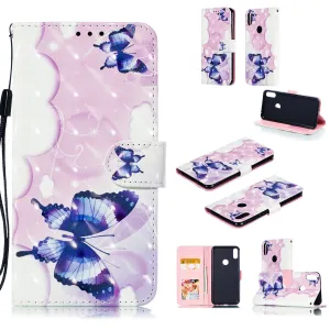 For ASUS ZENFONE MAX Pro M1/ZB601KL/ZB602KL 3D Coloured Painted PU Magnetic Clasp Phone Case with Card Slots Bracket Lanyard Swallowtail butterfly