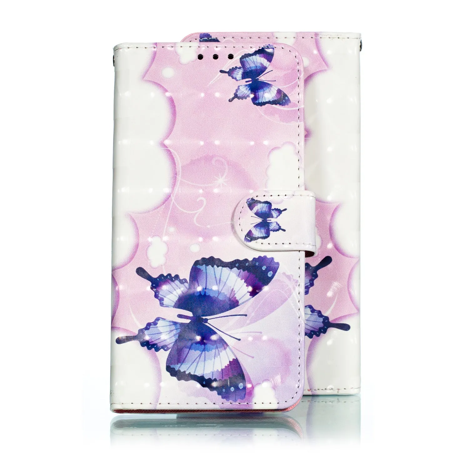 For ASUS ZENFONE MAX Pro M1/ZB601KL/ZB602KL 3D Coloured Painted PU Magnetic Clasp Phone Case with Card Slots Bracket Lanyard Swallowtail butterfly