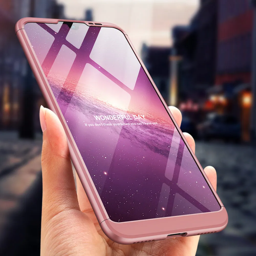 For HUAWEI HONOR 8A Ultra Slim PC Back Cover Non-slip Shockproof 360 Degree Full Protective Case Rose gold