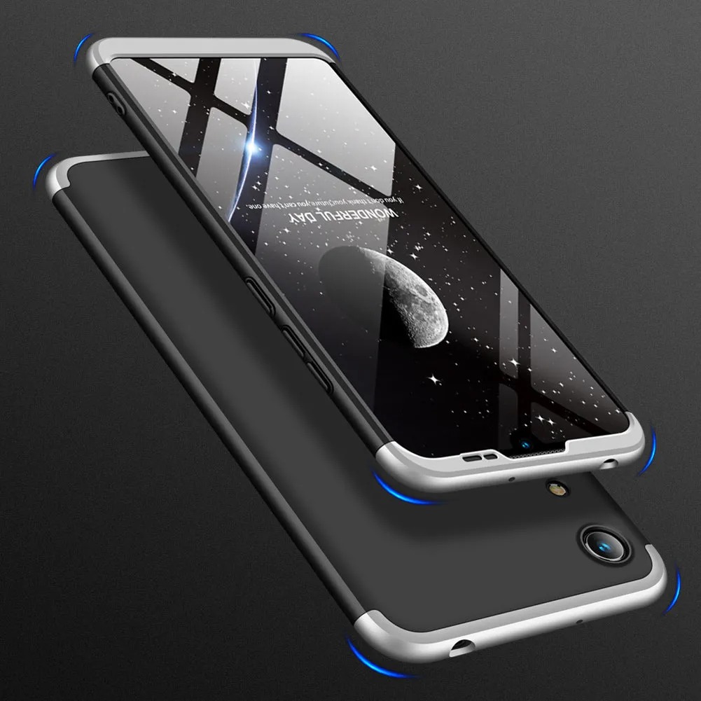 For HUAWEI HONOR 8A Ultra Slim PC Back Cover Non-slip Shockproof 360 Degree Full Protective Case Silver black silver