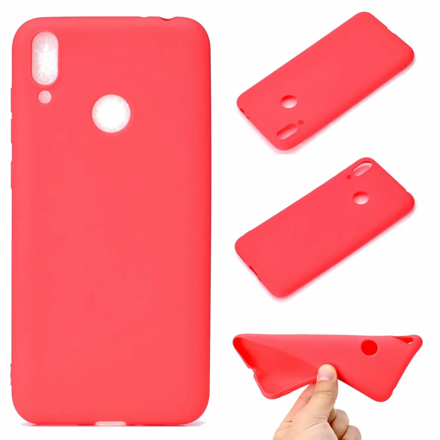For HUAWEI Honor 8C Lovely Candy Color Matte TPU Anti-scratch Non-slip Protective Cover Back Case Light pink