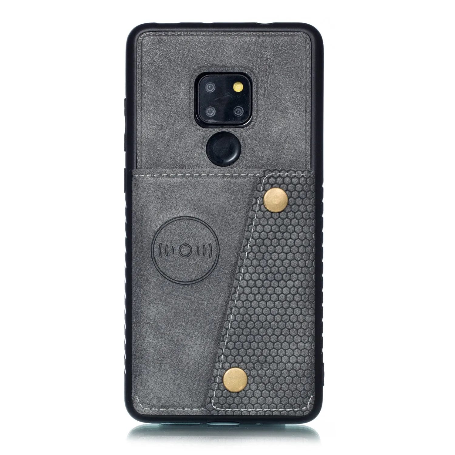 For HUAWEI MATE 20 Double Buckle Non-slip Shockproof Cell Phone Case with Card Slot Bracket gray