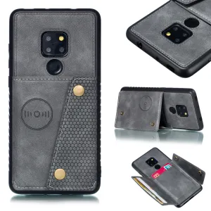 For HUAWEI MATE 20 Double Buckle Non-slip Shockproof Cell Phone Case with Card Slot Bracket gray