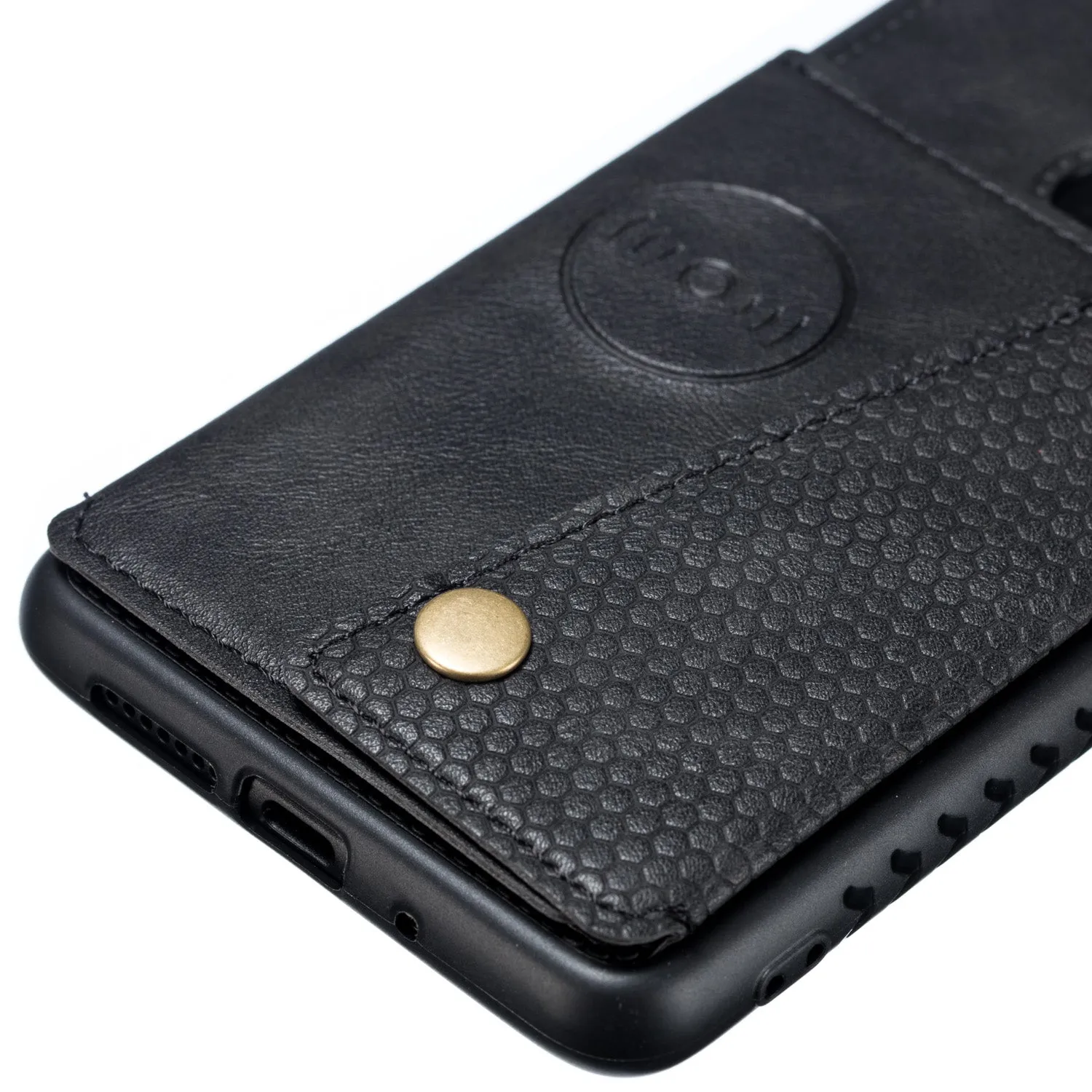 For HUAWEI MATE 20 Double Buckle Non-slip Shockproof Cell Phone Case with Card Slot Bracket Light Brown
