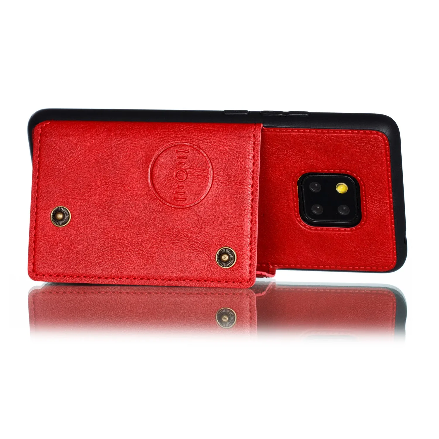 For HUAWEI MATE 20 PRO Double Buckle Non-slip Shockproof Cell Phone Case with Card Slot Bracket black