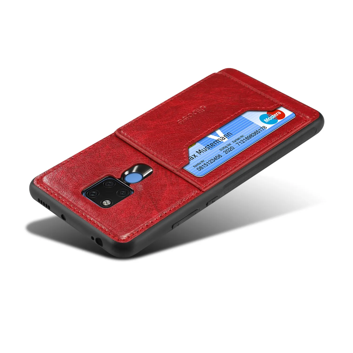 For HUAWEI MATE 20X 2 in 1 Retro PU Leather Wallet Stand Non-slip Shockproof Cell Phone Case red