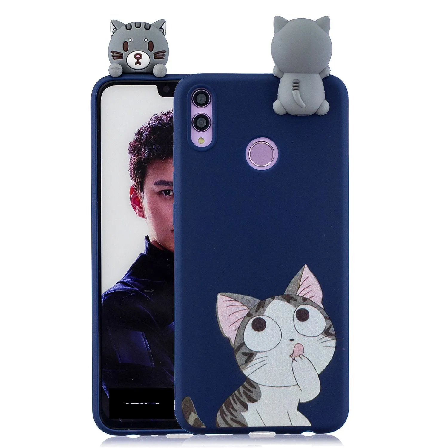 For Huawei Nova 3I 3D Cartoon Lovely Coloured Painted Soft TPU Back Cover Non-slip Shockproof Full Protective Case big face cat