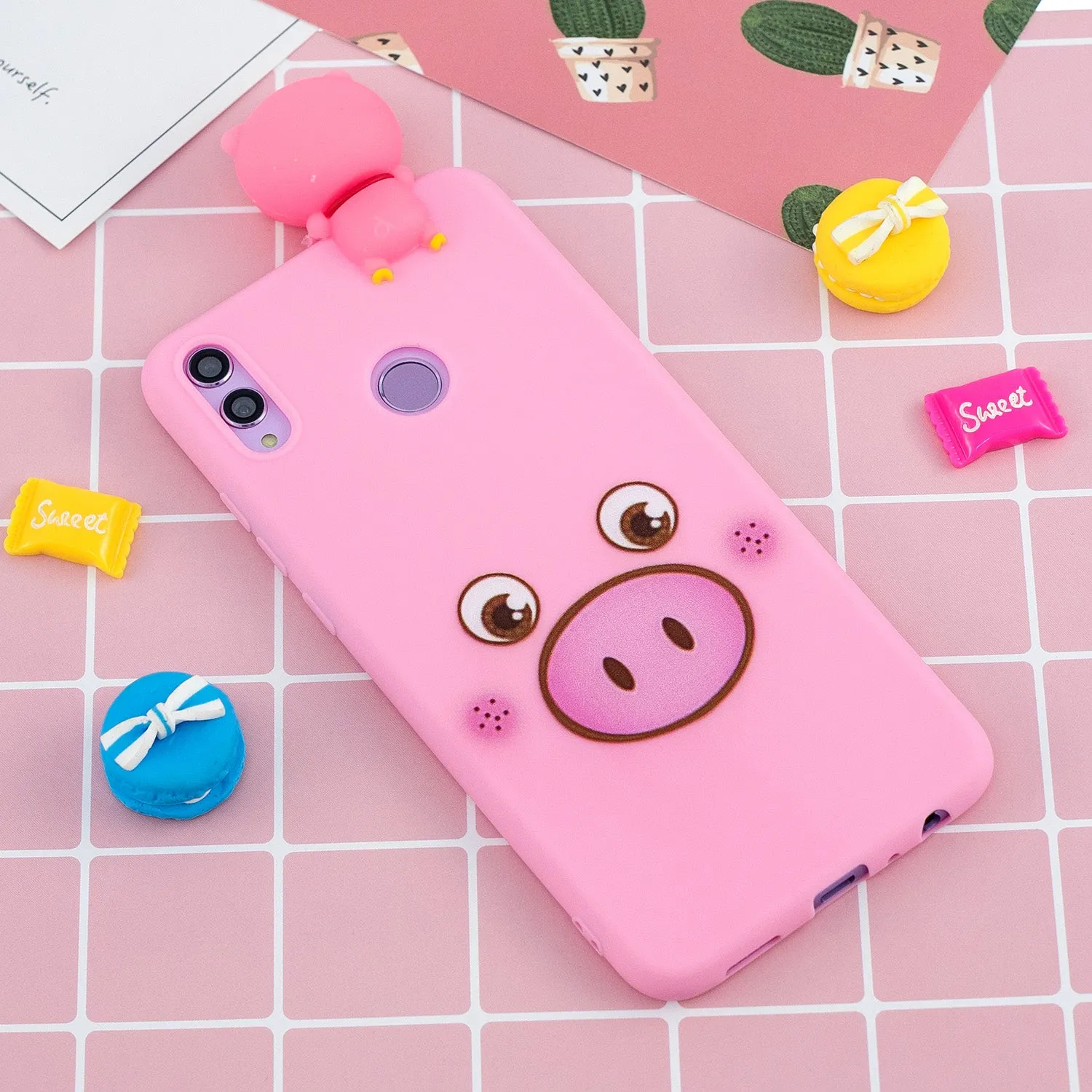 For Huawei Nova 3I 3D Cartoon Lovely Coloured Painted Soft TPU Back Cover Non-slip Shockproof Full Protective Case Small pink pig