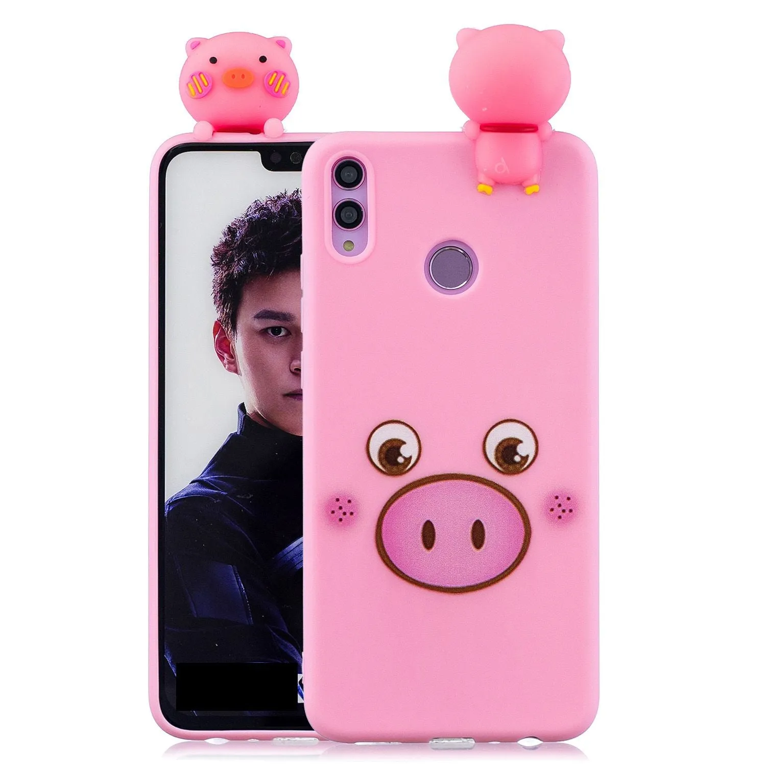 For Huawei Nova 3I 3D Cartoon Lovely Coloured Painted Soft TPU Back Cover Non-slip Shockproof Full Protective Case Small pink pig