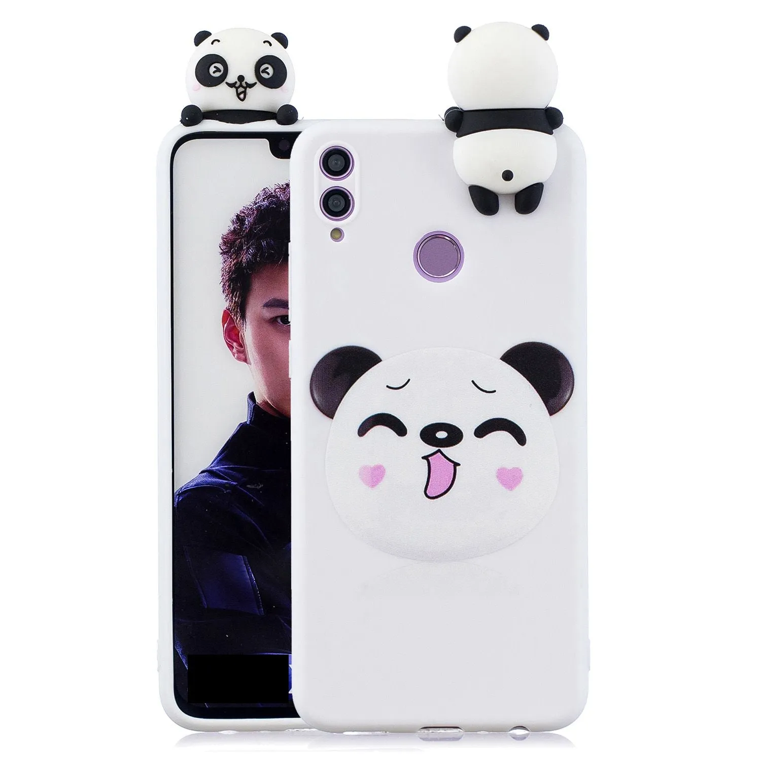 For Huawei Nova 3I 3D Cartoon Lovely Coloured Painted Soft TPU Back Cover Non-slip Shockproof Full Protective Case Smiley panda