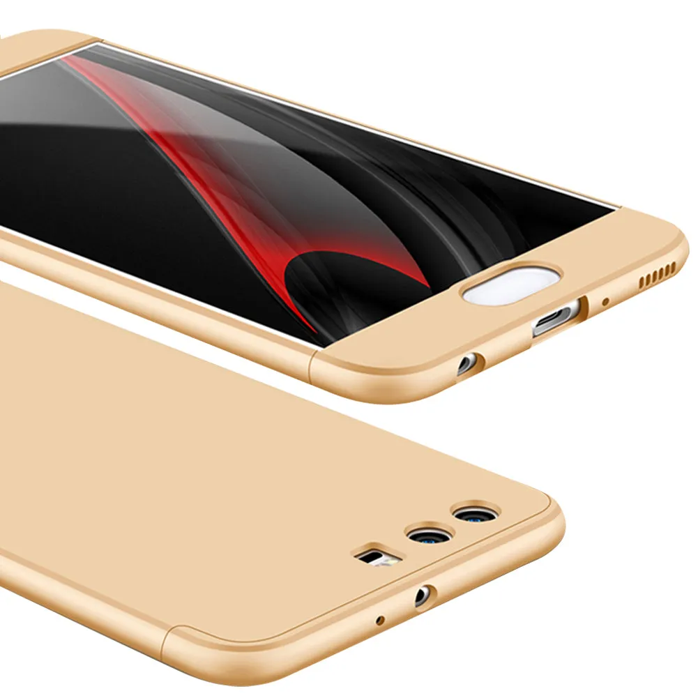 For HUAWEI P10 3 in 1 360 Degree Non-slip Shockproof Full Protective Case Gold