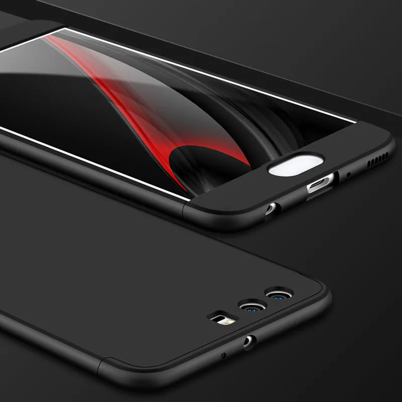 For HUAWEI P10 3 in 1 360 Degree Non-slip Shockproof Full Protective Case Red black red