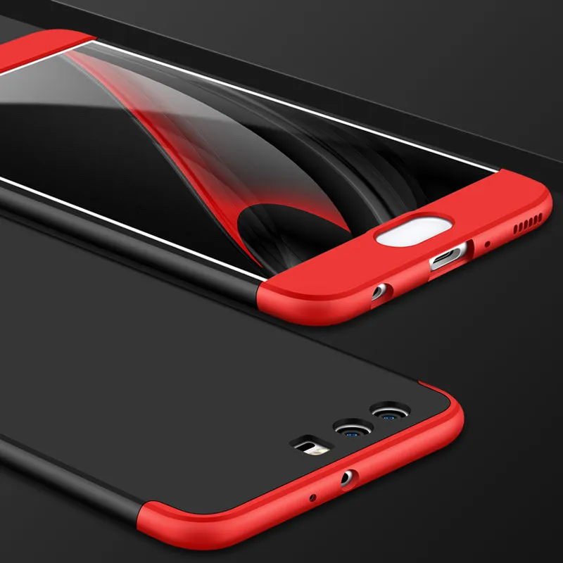 For HUAWEI P10 3 in 1 360 Degree Non-slip Shockproof Full Protective Case red