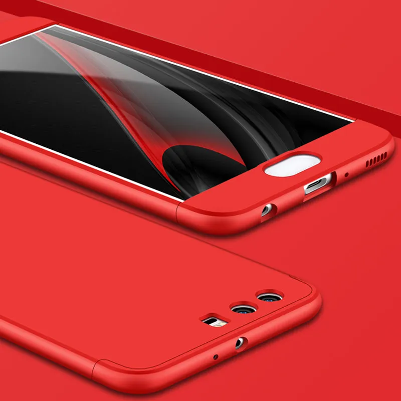 For HUAWEI P10 3 in 1 360 Degree Non-slip Shockproof Full Protective Case red