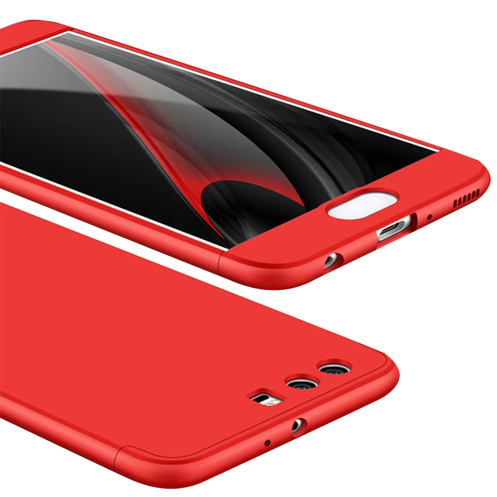 For HUAWEI P10 3 in 1 360 Degree Non-slip Shockproof Full Protective Case red