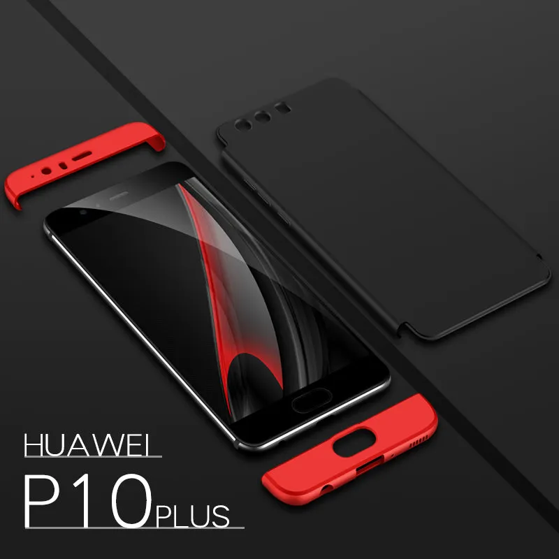 For HUAWEI P10 3 in 1 360 Degree Non-slip Shockproof Full Protective Case red