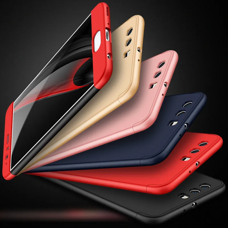 For HUAWEI P10 3 in 1 360 Degree Non-slip Shockproof Full Protective Case red