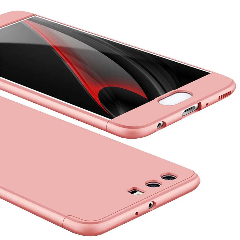 For HUAWEI P10 3 in 1 360 Degree Non-slip Shockproof Full Protective Case Rose gold
