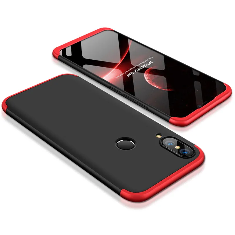For HUAWEI P20 Lite/Nova 3E 3 in 1 Fashion Ultra Slim Full Protective Back Cover  Red black red