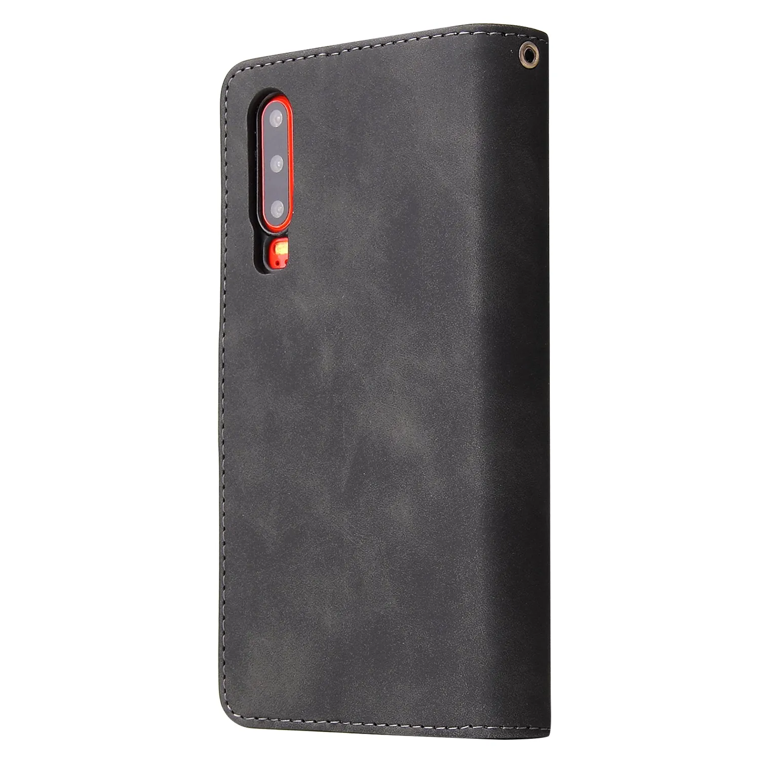For HUAWEI P30 HUAWEI P30 lite HUAWEI P30 pro Multi-card Bracket Coin Wallet Zipper Mobile Phone PU Leather Phone Case  1 black