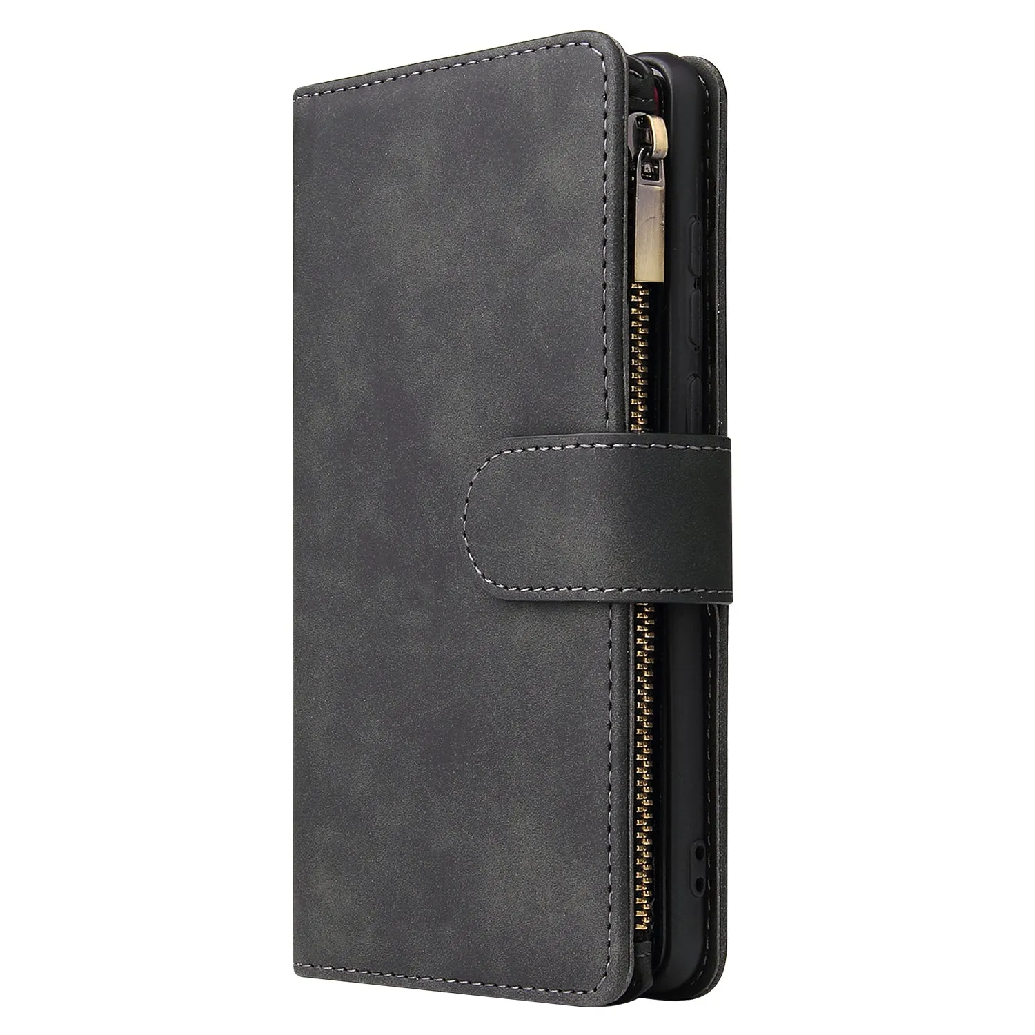 For HUAWEI P30 HUAWEI P30 lite HUAWEI P30 pro Multi-card Bracket Coin Wallet Zipper Mobile Phone PU Leather Phone Case  1 black