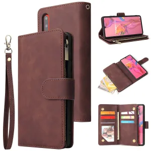 For HUAWEI P30 HUAWEI P30 lite HUAWEI P30 pro Multi-card Bracket Coin Wallet Zipper Mobile Phone PU Leather Phone Case  3 brown