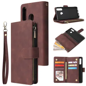 For HUAWEI P30 HUAWEI P30 lite HUAWEI P30 pro Multi-card Bracket Coin Wallet Zipper Mobile Phone PU Leather Phone Case  3 brown