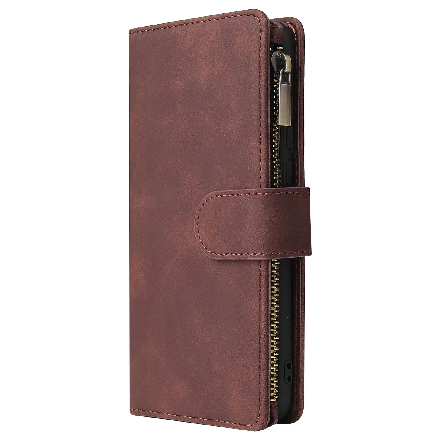 For HUAWEI P30 HUAWEI P30 lite HUAWEI P30 pro Multi-card Bracket Coin Wallet Zipper Mobile Phone PU Leather Phone Case  3 brown
