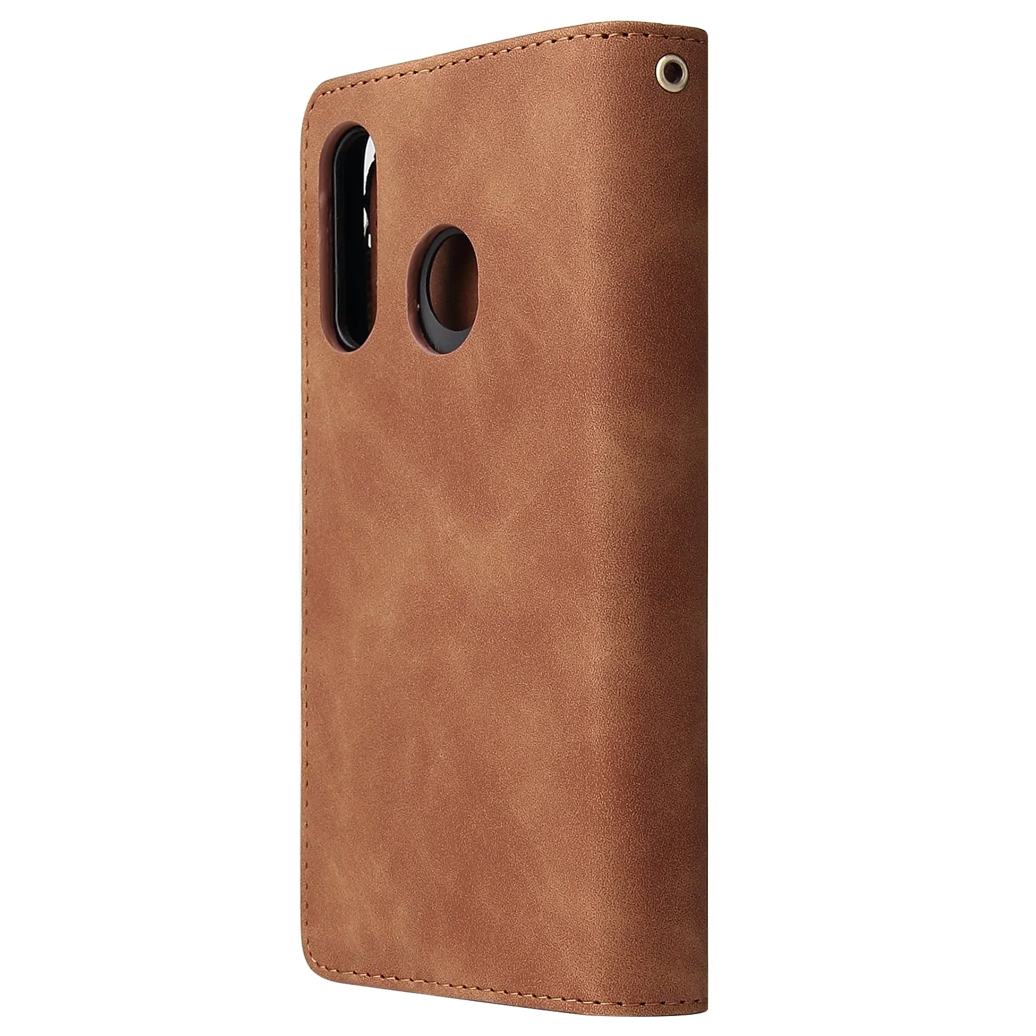 For HUAWEI P30 HUAWEI P30 lite HUAWEI P30 pro Multi-card Bracket Coin Wallet Zipper Mobile Phone PU Leather Phone Case  4 brown