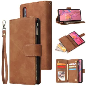 For HUAWEI P30 HUAWEI P30 lite HUAWEI P30 pro Multi-card Bracket Coin Wallet Zipper Mobile Phone PU Leather Phone Case  4 brown