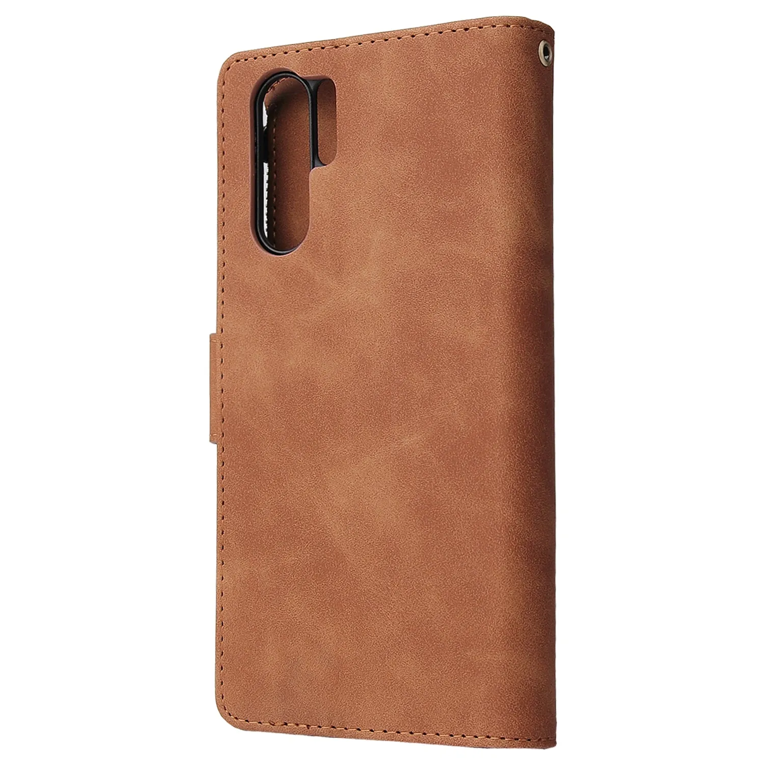 For HUAWEI P30 HUAWEI P30 lite HUAWEI P30 pro Multi-card Bracket Coin Wallet Zipper Mobile Phone PU Leather Phone Case  4 brown