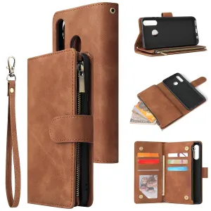 For HUAWEI P30 HUAWEI P30 lite HUAWEI P30 pro Multi-card Bracket Coin Wallet Zipper Mobile Phone PU Leather Phone Case  4 brown
