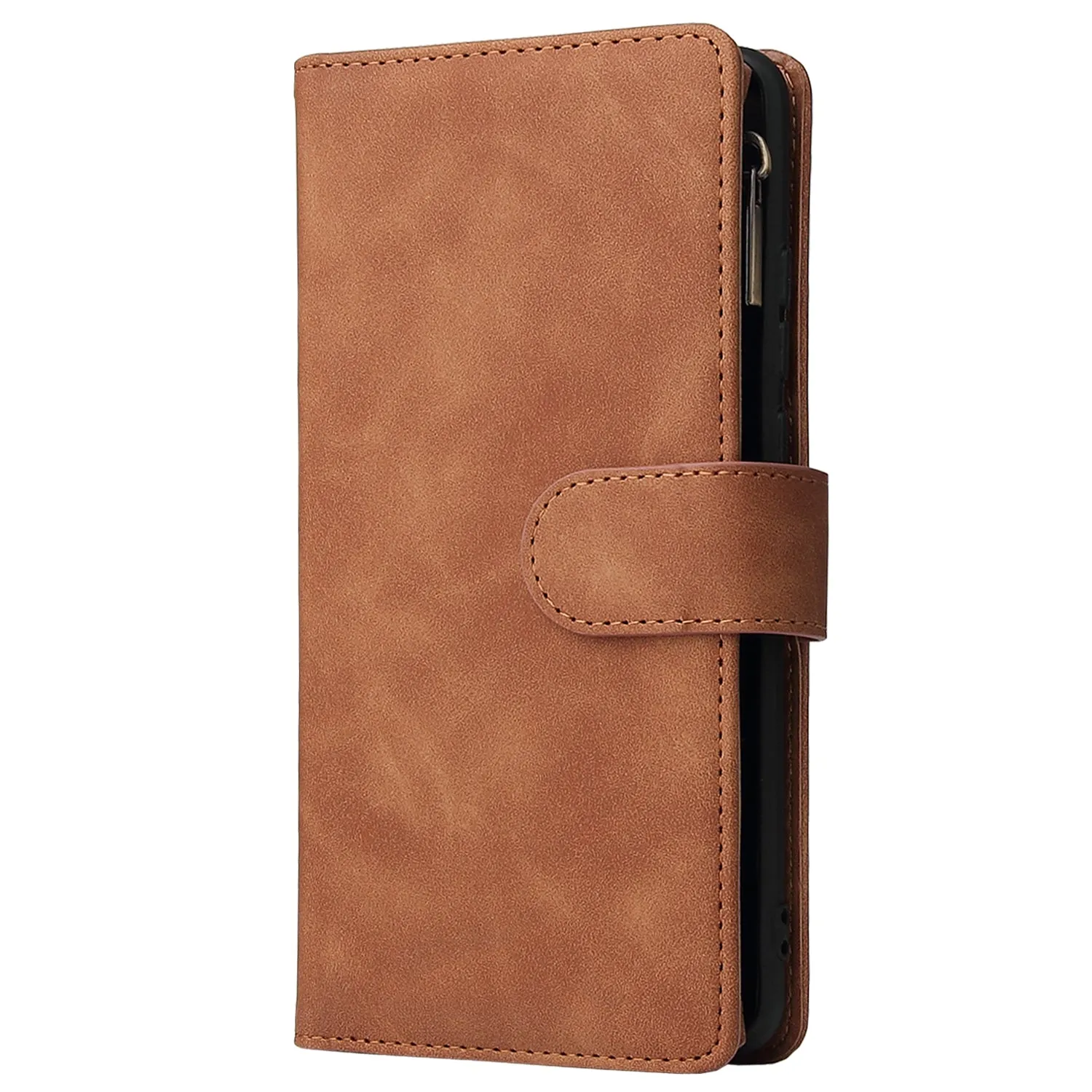 For HUAWEI P30 HUAWEI P30 lite HUAWEI P30 pro Multi-card Bracket Coin Wallet Zipper Mobile Phone PU Leather Phone Case  4 brown