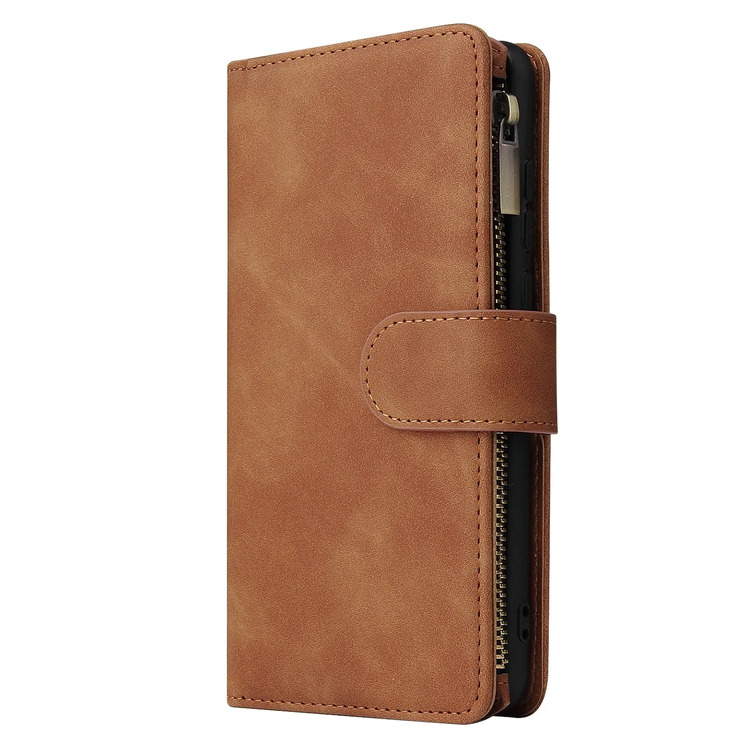 For HUAWEI P30 HUAWEI P30 lite HUAWEI P30 pro Multi-card Bracket Coin Wallet Zipper Mobile Phone PU Leather Phone Case  4 brown