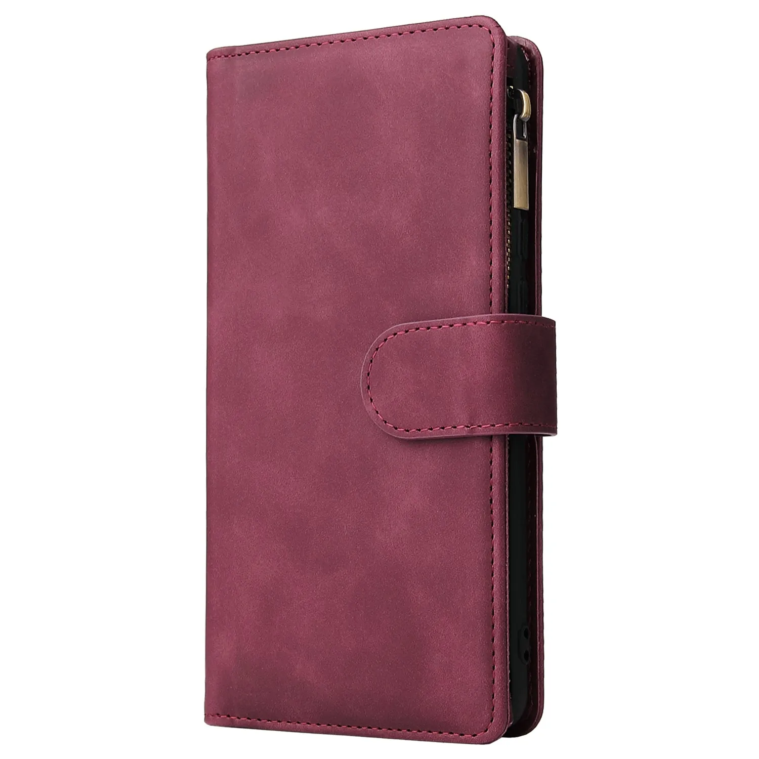For HUAWEI P30 HUAWEI P30 lite HUAWEI P30 pro Multi-card Bracket Coin Wallet Zipper Mobile Phone PU Leather Phone Case  5 wine red