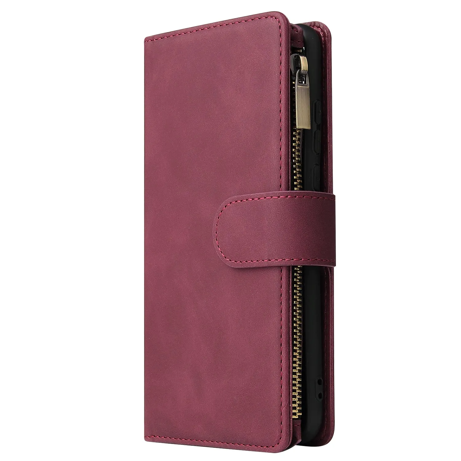 For HUAWEI P30 HUAWEI P30 lite HUAWEI P30 pro Multi-card Bracket Coin Wallet Zipper Mobile Phone PU Leather Phone Case  5 wine red