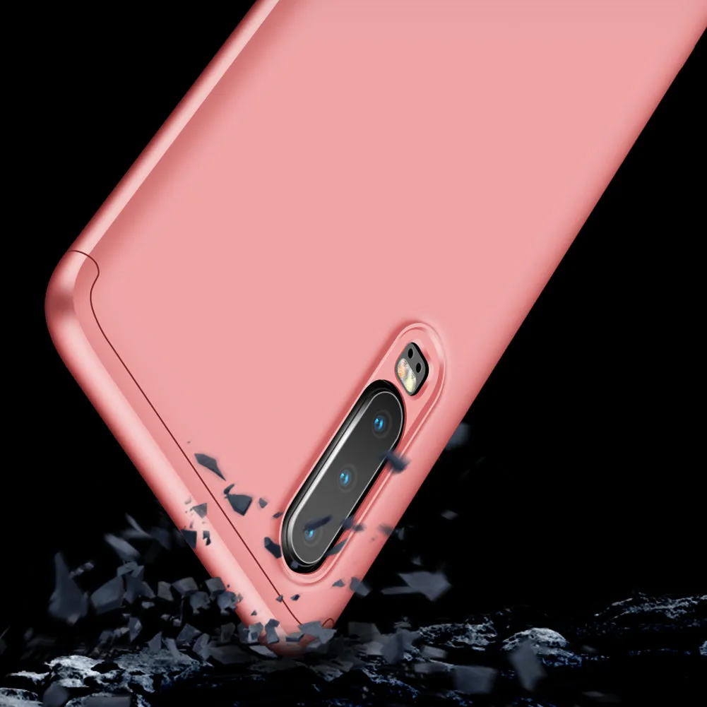 For HUAWEI P30 LITE Ultra Slim PC Back Cover Non-slip Shockproof 360 Degree Full Protective Case Rose gold