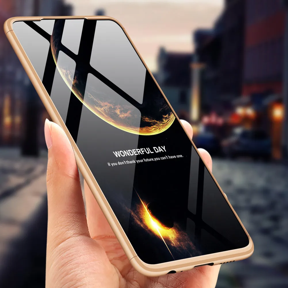 For HUAWEI P30 LITE Ultra Slim PC Back Cover Non-slip Shockproof 360 Degree Full Protective Case Rose gold