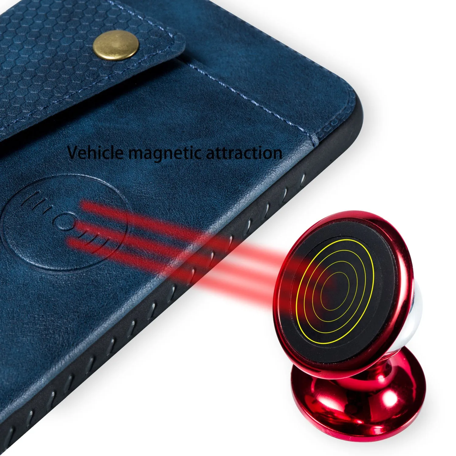 For Huawei P30 lite/nova 4E Double Buckle Non-slip Shockproof Cell Phone Case with Card Slot Bracket blue