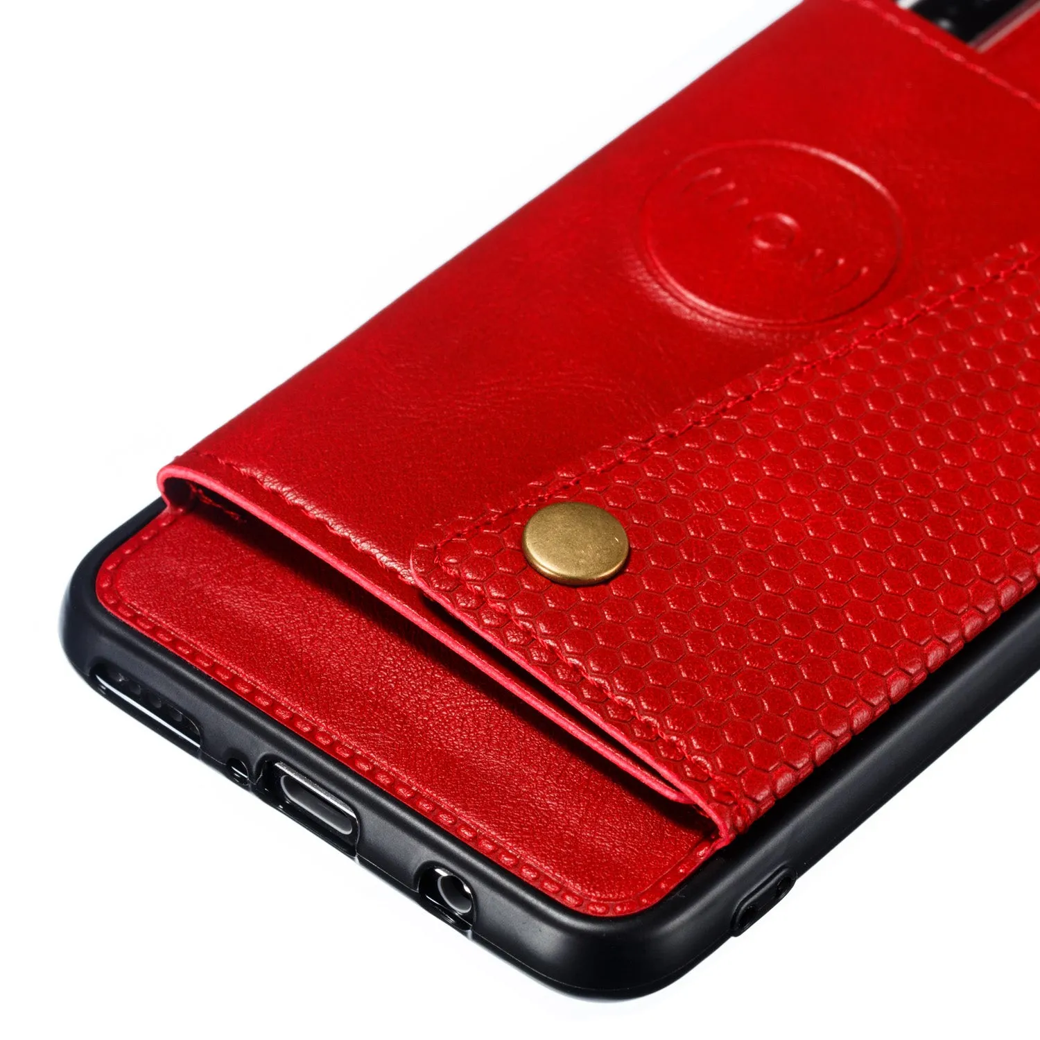 For Huawei P30 lite/nova 4E Double Buckle Non-slip Shockproof Cell Phone Case with Card Slot Bracket blue