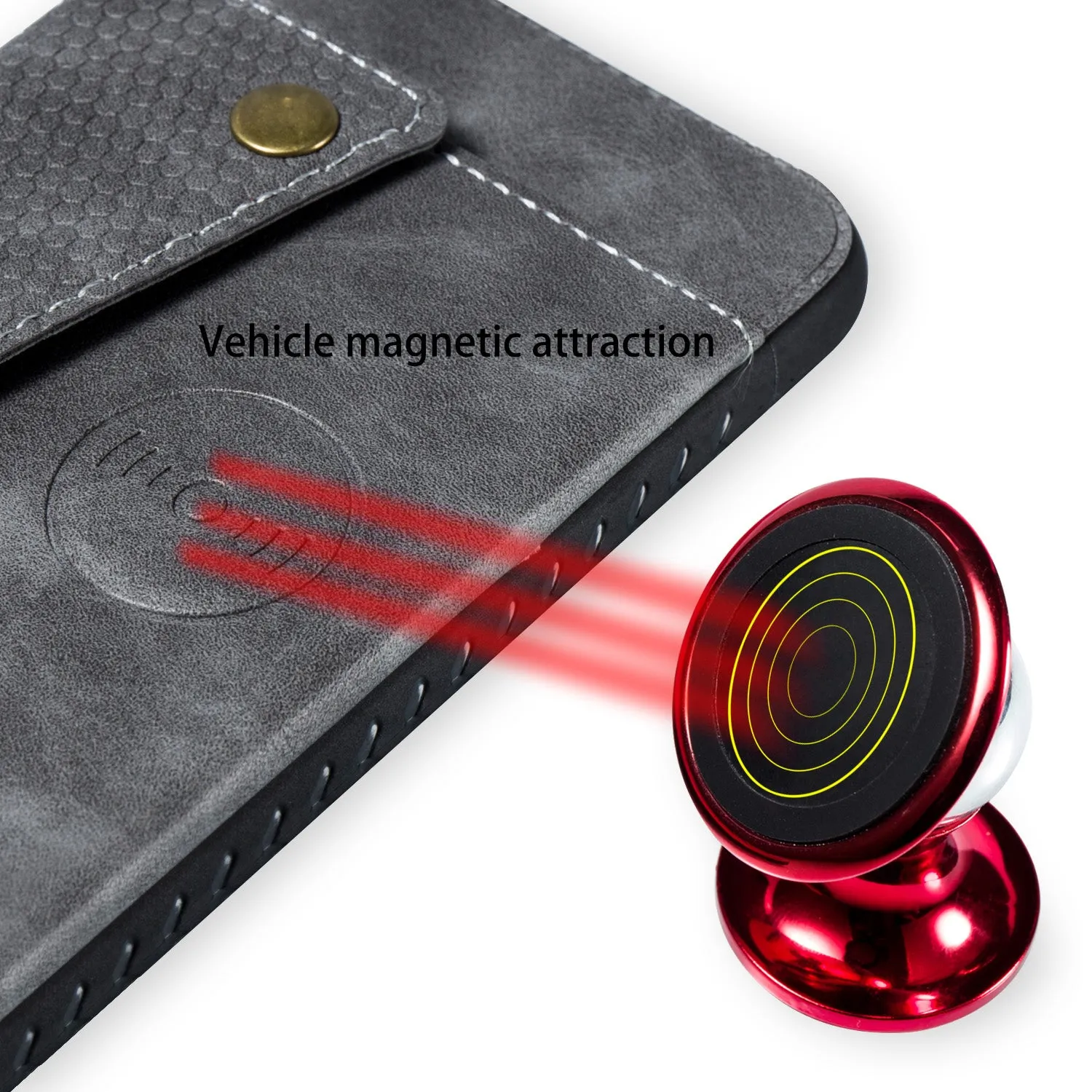 For Huawei P30 lite/nova 4E Double Buckle Non-slip Shockproof Cell Phone Case with Card Slot Bracket gray