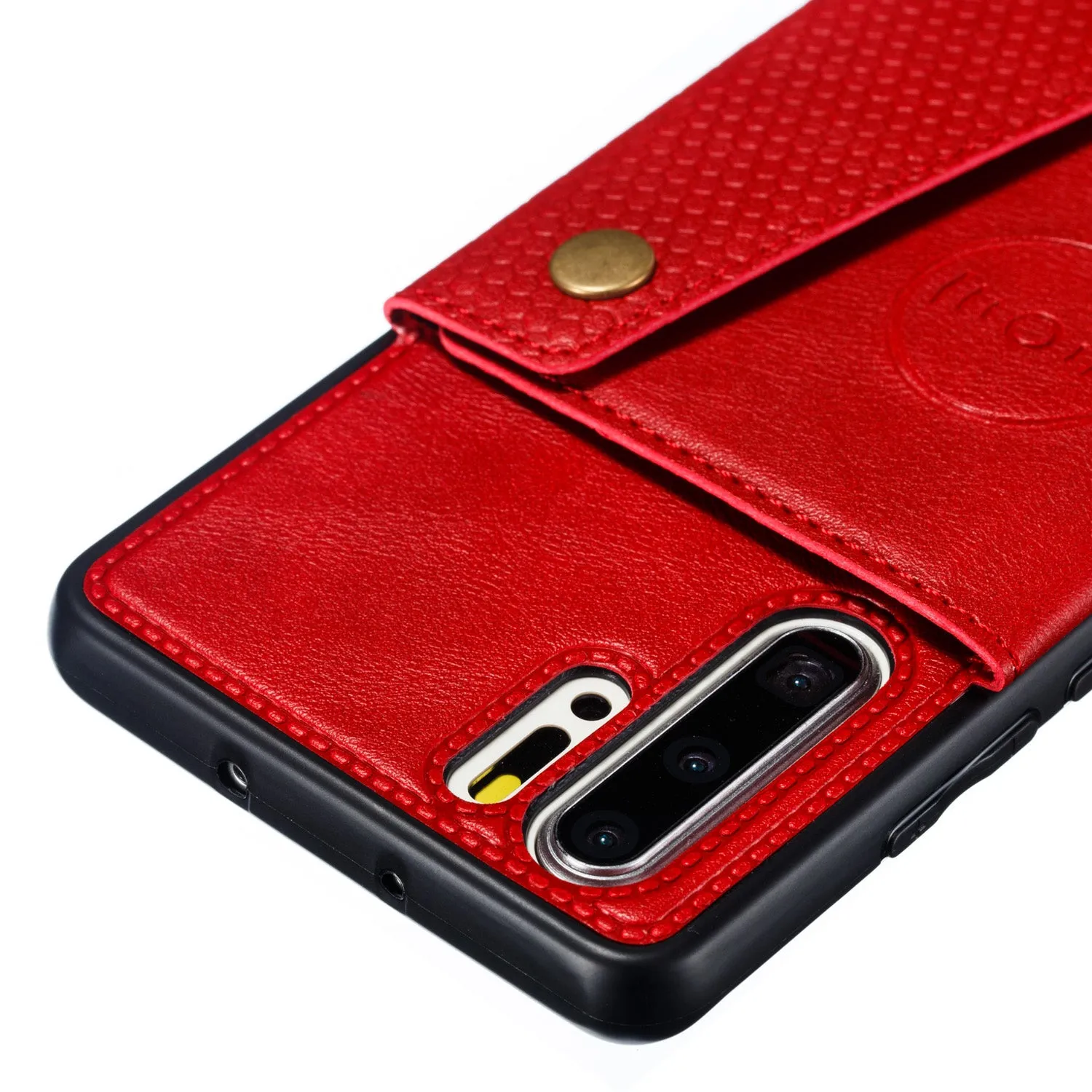 For Huawei P30 pro Double Buckle Non-slip Shockproof Cell Phone Case with Card Slot Bracket gray
